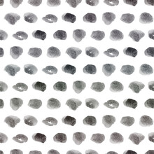 Polka Dot Seamless Black And White Watercolor Pattern With Gray Irregular Small Circles
