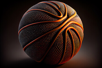 basketball on black background. Generative Ai