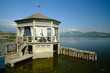 Torre del Lago. Pavilion on the lake in the village of Puccini.At the top is the inscription 