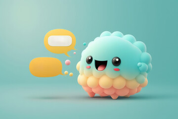 A cute character holding a speech bubble with a kind message. Generative AI