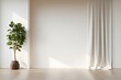 © ParinApril - Room Empty Background: A Plant Mockup Set Against a Clean White Wall with Rustic Details. Generative AI