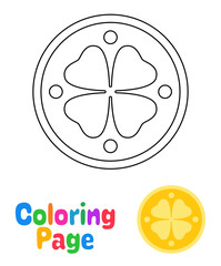 Wall Mural - Coloring page with Clover Coin for kids