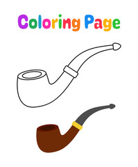 Wall Mural - Coloring page with Smoking Pipe for kids