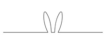 Easter Bunny Ears One Line Art, Rabbit Lineart, Black Line Vector Illustration, Editable Stroke, Horizontal Design Element, Osterhase, Osterhasenohren
