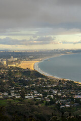 Sticker - Sunset views from the Santa Monica Mountains while hiking, looking down on the city of Los Angeles and the Santa Monica Bay.