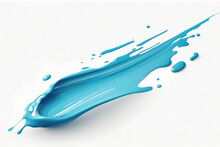 Blue Brush Stroke Watercolor Liquid Isolated On White Background.Generative AI