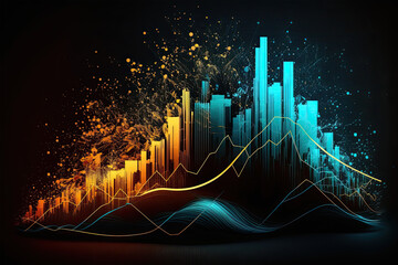 Economic growth graph financial data. Stock market investment. Financial and banking Technology. Business strategy and digital marketing concept