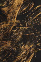 Wall Mural - oil and acrylic smear blot canvas painting paper. abstract texture gold, black color stain brushstro