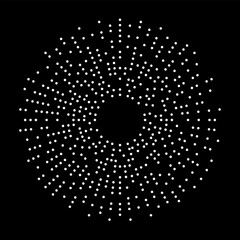 Poster - Radial halftone dots in circle. Fireworks explosion background. Vector illustration logo or design element.