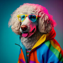 80s Dog Vibes, Fashion Animals, Funny Art Generative AI