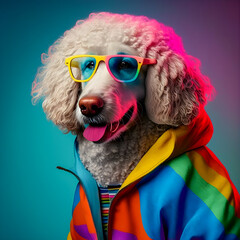 80s Dog Vibes, fashion animals, funny art Generative AI