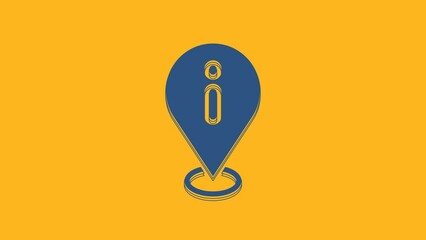 Sticker - Blue Location with information icon isolated on orange background. 4K Video motion graphic animation