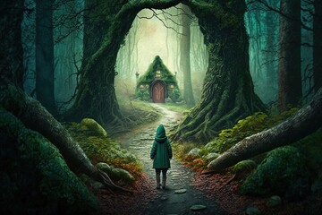 Wall Mural - In Search of the Charmed Woodland: A Mystic Adventure in the East Generative AI