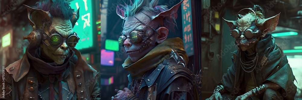 Steampunk Cybernetic Goblin. Cyberpunk Goblin Inventor with Laser ...