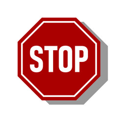 Sticker - Stop Sign with an Octagonal Shape Icon and 3D Style Shadow Effect. Vector image.