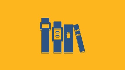 Sticker - Blue Book icon isolated on orange background. 4K Video motion graphic animation