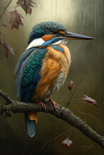 King Fisher Bird Painting