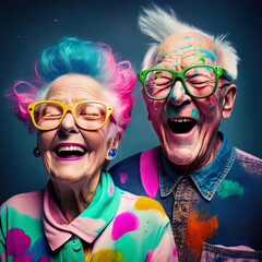 Elderly couple having fun.Generative Ai