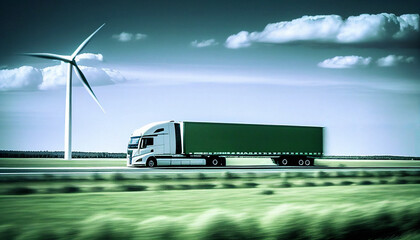 Wall Mural - Green Energy Fueled Semi Truck - Generative Ai