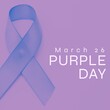 Image of purple day text over epilepsy purple ribbon