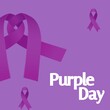 Image of purple day text over epilepsy purple ribbons