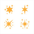 © great19 - Sparkling star icon. Sparkle star shine icons. Shinny clean stars pop up. Shooting stars glitter vector illustration in yellow color.