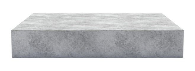 gray concrete stone podium for product placement isolated on transparent background