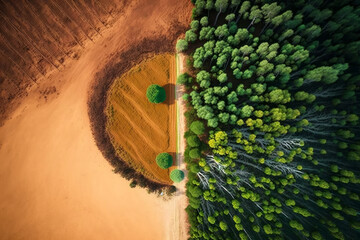 Wall Mural - Aerial view of an area of deforestation. generative ai