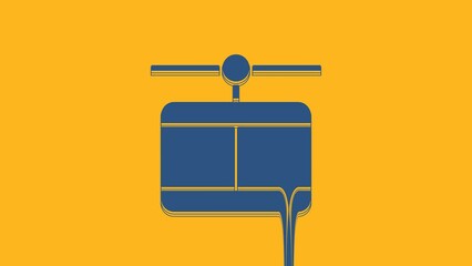 Sticker - Blue Cable car icon isolated on orange background. Funicular sign. 4K Video motion graphic animation