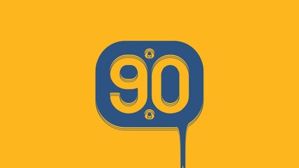 Sticker - Blue 90s Retro icon isolated on orange background. Nineties poster. 4K Video motion graphic animation