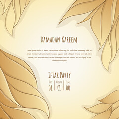 Wall Mural - Ramadan kareem background template with luxury hand drawn in gold color design