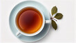 Hot earl grey tea with top view isolated on white background, Generative AI illustration