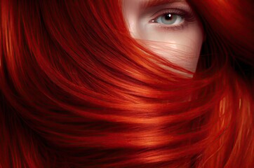 Wall Mural - Redhead Colored Hair Texture Generative AI