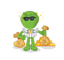 Poster - alien rich character. cartoon mascot vector