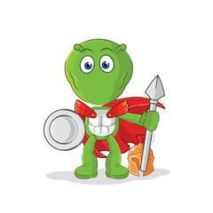 Sticker - alien spartan character. cartoon mascot vector