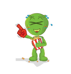 Sticker - alien fan with popcorn illustration. character vector