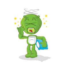 Sticker - alien yawn character. cartoon mascot vector