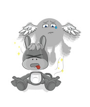 Donkey Spirit Leaves The Body Mascot. Cartoon Vector