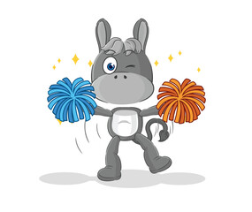 Sticker - donkey cheerleader cartoon. cartoon mascot vector