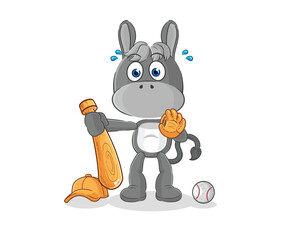 Sticker - donkey baseball Catcher cartoon. cartoon mascot vector