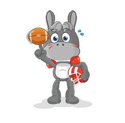 Sticker - donkey playing rugby character. cartoon mascot vector