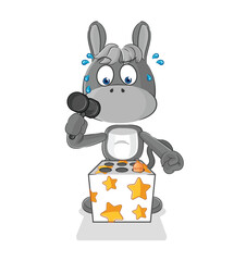 Sticker - donkey play whack a mole mascot. cartoon vector