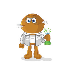 Sticker - sack doll scientist character. cartoon mascot vector