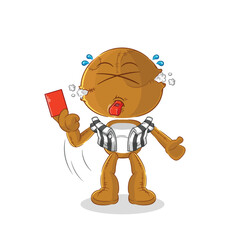 Sticker - sack doll referee with red card illustration. character vector