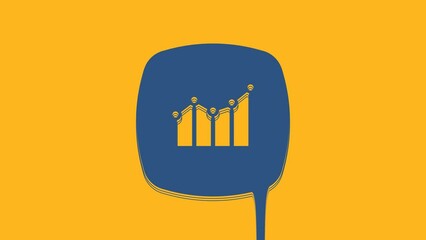 Sticker - Blue Financial growth increase icon isolated on orange background. Increasing revenue. 4K Video motion graphic animation