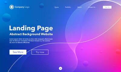 Wall Mural - Gradient abstract wave background. Landing Page. Template for websites or apps. Modern design. Digital frequency track equalizer. Colorful shiny wave line. Curved wavy line smooth stripe. Vector style
