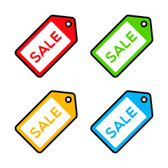 Poster - Colorful Set of Sale Tags With Outline