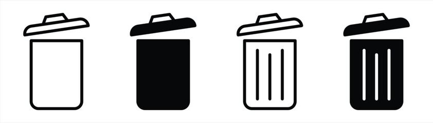 Wall Mural - trash bin icon set. bin icon symbol sign, vector illustration