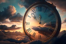 Clock In Sky Created Using AI Generative Technology