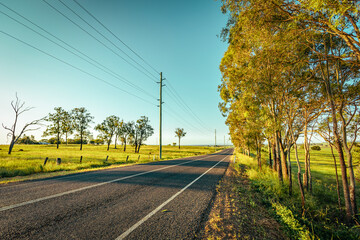 Wall Mural - Afternoon scene of the countryside road in Queensland in sunny days